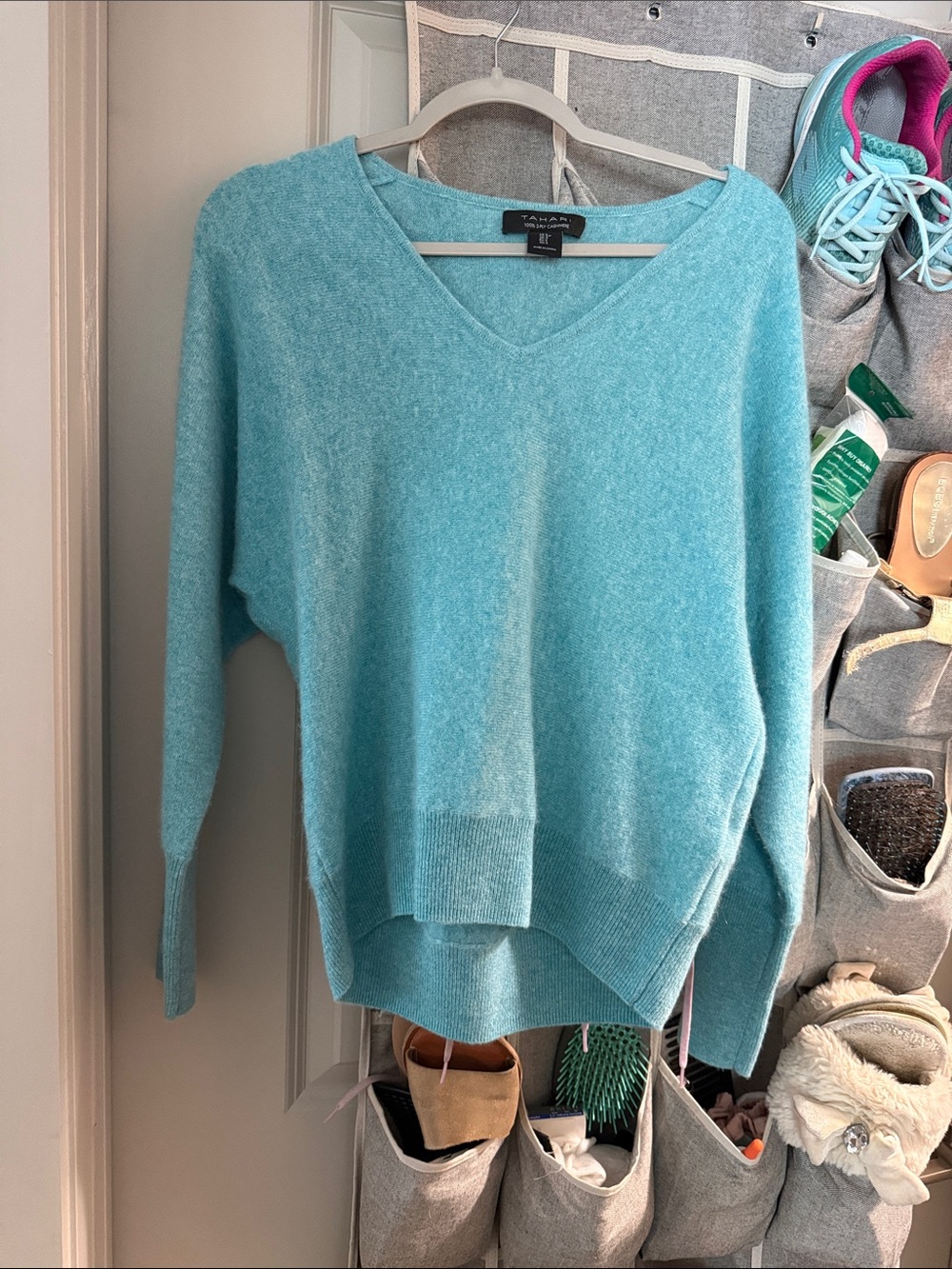 Tahari Aqua V-Neck Pullover Sweater